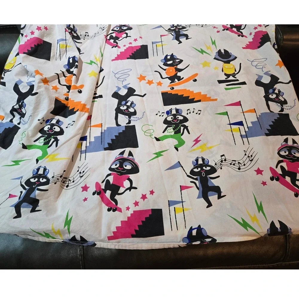 Unbranded‎ Cartoon Skater Cat Twin Duvet Cover Multicolor Retro 90s Style Good